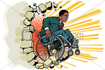 African Businessman in a wheelchair. Disabilities and health
