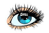 sale highlight in a woman eye