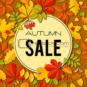 Sale banner with bright autumn leaves.