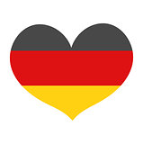Flag of Germany in a heart shape icon flat style. Isolated on white background. Vector illustration.