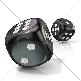 Two black game dices. 3D