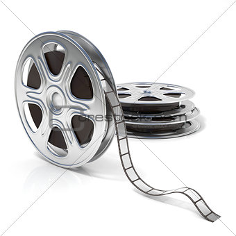 Film reels. Video icon. 3D