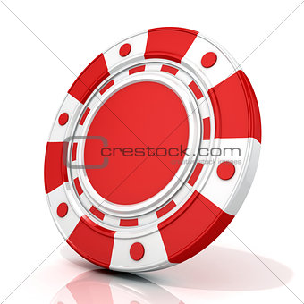 Red gambling chip. 3D