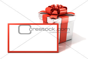 Gift box with blank gift card. 3D