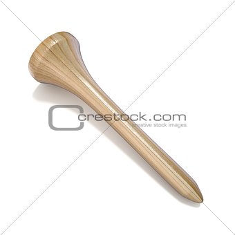 Wooden golf tee isolated over white background. 3D