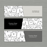 Business cards design, polar bears family