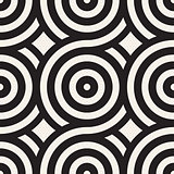 Vector seamless geometric pattern composed with circles and lines. Modern stylish rounded stripes texture. Repeating abstract background