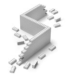 Building blocks wall under construction 3D