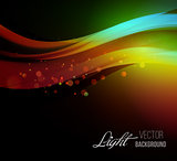 Abstract background with shiny wave and bokeh light.
