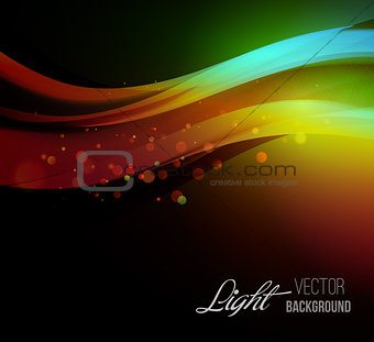 Abstract background with shiny wave and bokeh light.