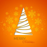 Merry Christmas tree greeting card. Paper design