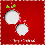 Merry Christmas greeting card with bauble. Paper design