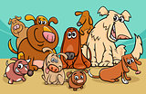 funny dog characters group cartoon illustration