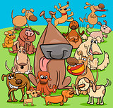 playful dogs cartoon characters group