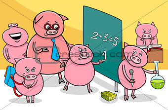 piglet cartoon characters at school