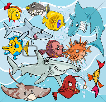 fish cartoon animal characters group