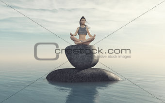 The woman practicing yoga 