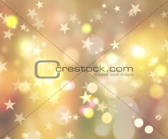 Christmas background of stars and bokeh lights