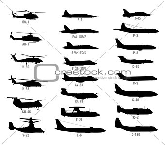 US Modern Military Aircraft Silhouettes