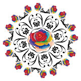 Abstract Rainbow Roses Round