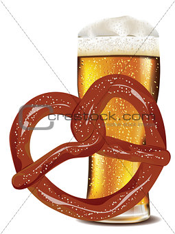 Cartoon Pretzel with Beer