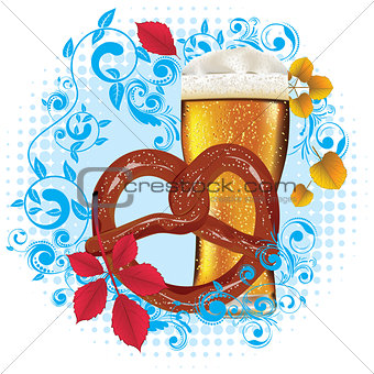 Cartoon Pretzel with Beer