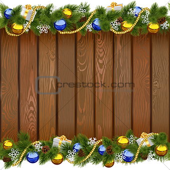 Vector Seamless Christmas Board with Golden Beads