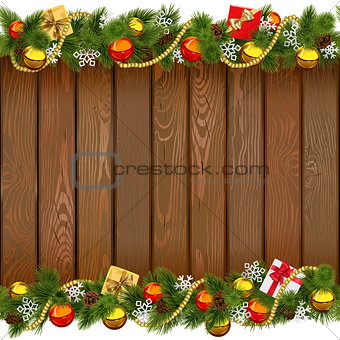 Vector Seamless Christmas Wooden Board
