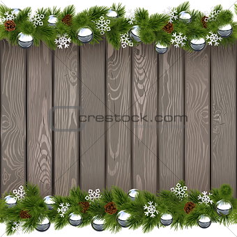 Vector Seamless Christmas Old Board with Silver Balls