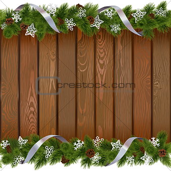 Vector Seamless Christmas Board with Paper Snowflakes