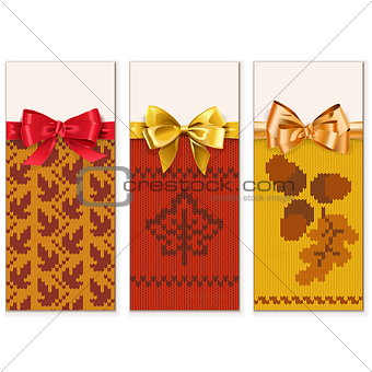 Vector Autumn Knitted Banners Set 1