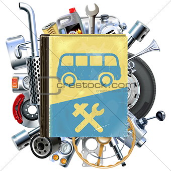 Vector Bus Repair Book with Car Spares