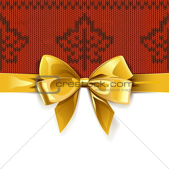 Vector Gift Bow with Autumn Knitted Pattern 1
