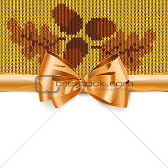 Vector Gift Bow with Autumn Knitted Pattern 3