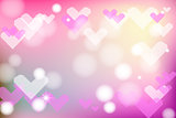 Vivid bokeh with hearts in soft color. Background with highlights. vector