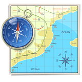 Vector Beach Map with Compass
