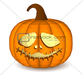 Pumpkin head on a white background for decoration of any holiday graphics for the Halloween holiday.