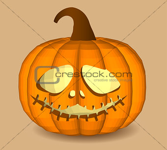 Head-pumpkin on a beige background for decoration of any holiday graphics for the holiday Halloween.