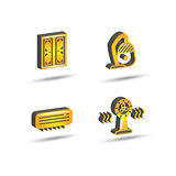 three dimensional house equipment icon set