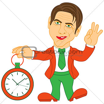 Gentleman holds a clock
