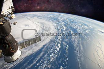 Hurricane from Space Station. Elements of this image are furnished by NASA