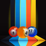 3D bingo lottery nalls over vertical stripes and shelve