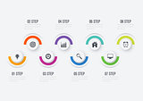 Infographics template 8 options with circle