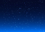 Bright stars in blue dark night sky
