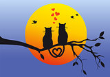 cats on tree branch, vector