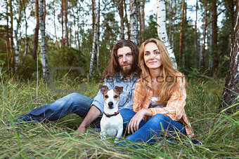 Couple with a dog