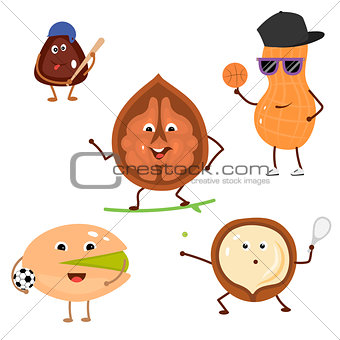 Set of funny characters from sports nuts