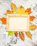 Grunge background with autumn leaves