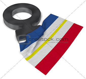 female symbol and flag of mecklenburg-vorpommern - 3d rendering