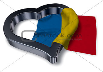 flag of romania and heart symbol - 3d rendering